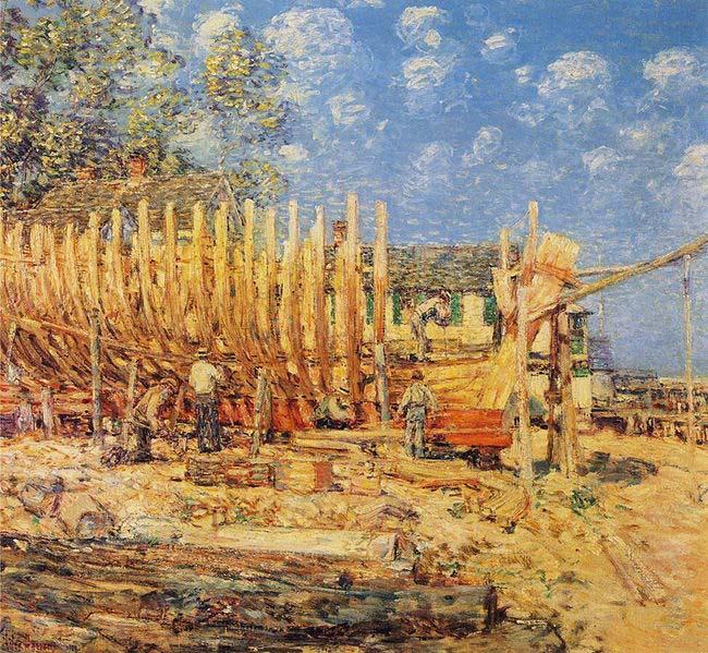 Childe Hassam Building a Schooner, Provincetown oil painting picture